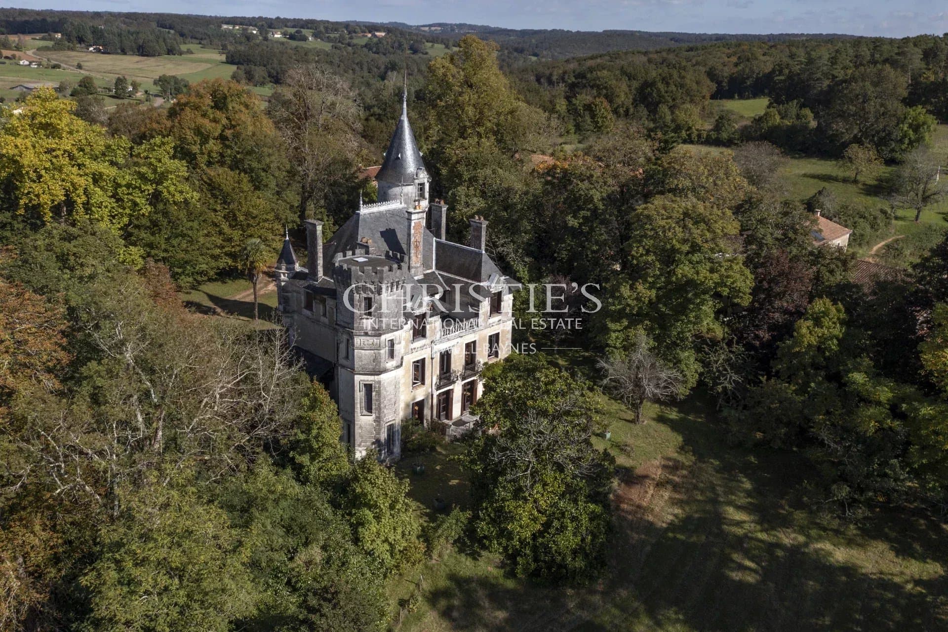 Périgord Vert – Beau château du 19ème siècle au milieu d’un domaine de 32 ha