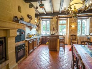 Kitchen Tile Chandelier Fireplace Kitchen island