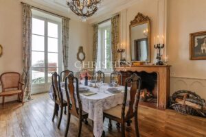 Dining room Wooden floor Chandelier
