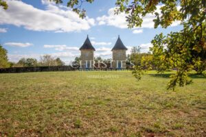 Un château exquisément turretté situé au milieu d'une campagne à couper le souffle