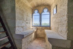 Un château exquis datant du Moyen Âge, niché sur une colline et offrant des vues panoramiques à couper le souffle