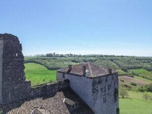 Un château exquis datant du Moyen Âge, niché sur une colline et offrant des vues panoramiques à couper le souffle