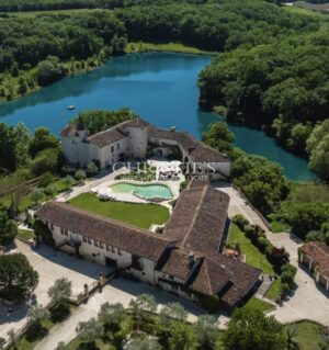 Historic chateau with sculpted pool, lakes, equestrian facilities, 158 hectares and stunning views in the  Gers South West France